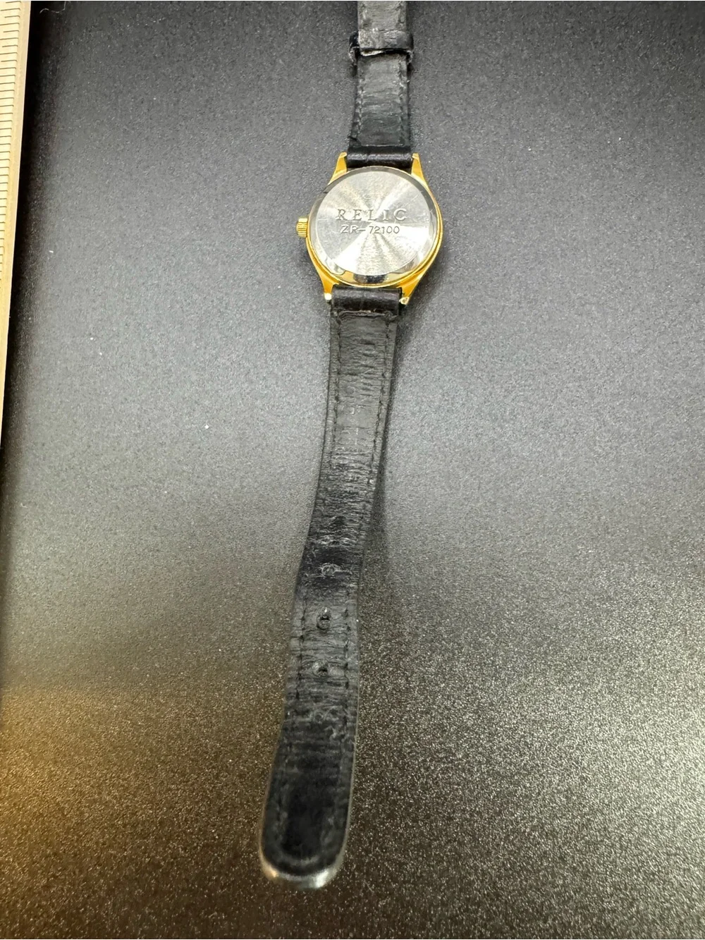 VTG Relic ZR-72100 Ladies Skeleton Watch New Battery 25MM 7” Black Leather Band